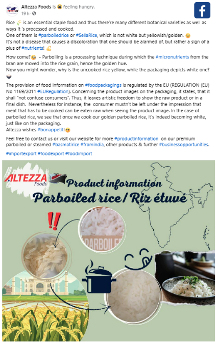 product information: parboiled rice